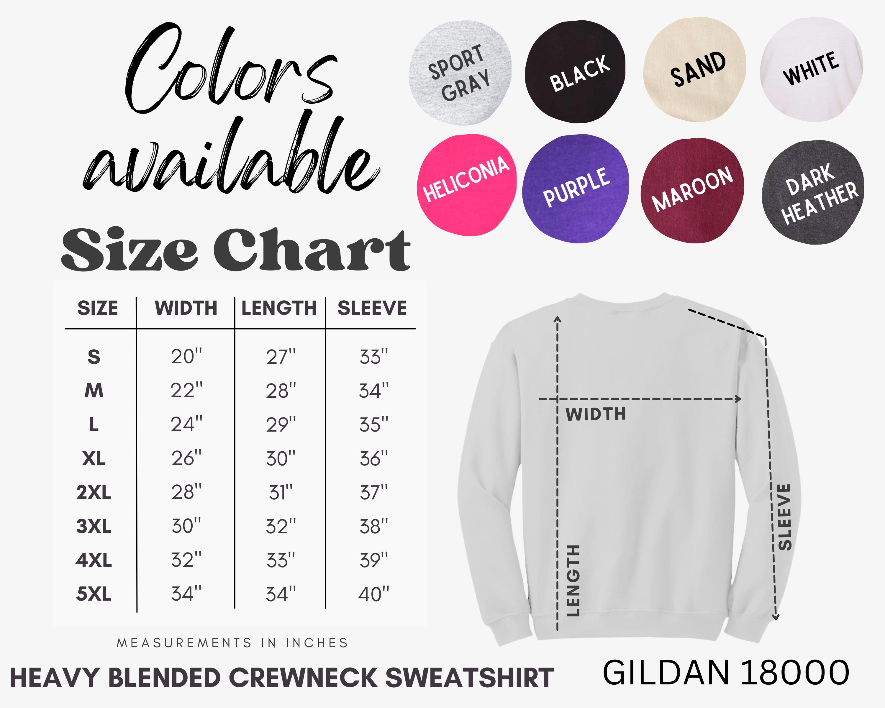 Gildan 18000 Crewneck Sweatshirt Color Chart Mockup Bundle W/ - Etsy