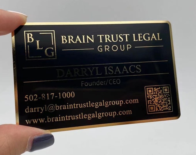 Premium metal business card, Gold metal business cards, Silver metal business card, Black metal business card, Custom metal business card