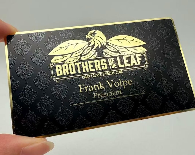 Luxury Gold Metal Card with Textured Black Background   #metalbusinesscard