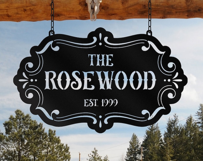 Personalized Metal Family Name Sign - Outdoor Farmhouse Decor