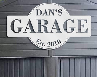 Workshop metal sign, Gift for dad garage sign, Metal garage sign gift for him, Metal garage workshop sign, Metal garage name sign