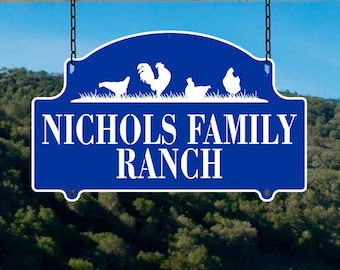Personalized Ranch Sign – Custom Two Color Metal Farm Sign for House, Barn, Cabin or Farmhouse Decor