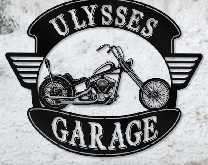 Classic Chopper Motorcycle Metal Sign, Garage Decor Gift for him