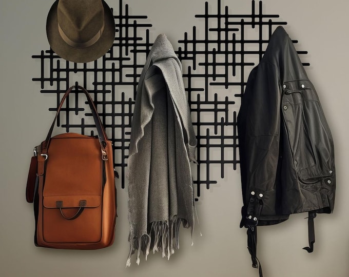 Heart Metal Wall Art with Hooks – Entryway Coat Rack & Key Holder – Decorative Bag Hanger for Home Decor