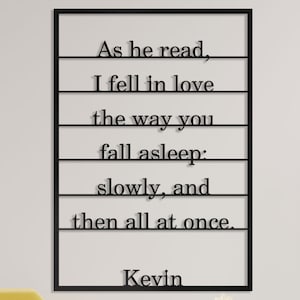 Personalized quote metal wall art, Custom poetry wall art metal, Wedding gift personalized wall sign, minimalist black text wall sculpture