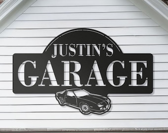 Camaro IROC-Z  garage sign, Dad's garage metal sign, Large metal personalized garage sign for papa's, Camaro metal garage sign