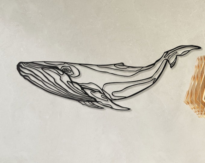 Metal Whale Wall Sculpture, Handcrafted Whale Wall Piece,  Ocean-Themed Wall Art, Modern Whale Wall Sculpture, Extra Large Whale Wall Decor