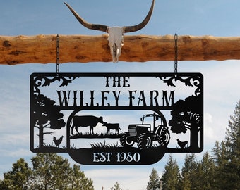 Metal Farm Sign, Custom metal farm name sign, Large metal name sign, Ranch metal sign, Farmville metal sign, Christmas farm sign