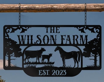 Metal Farm Sign, Custom metal farm name sign, Large metal name sign, Ranch metal sign, Hangable farm sign, Farmville metal sign, Ranch sign