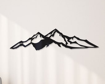 Mountain metal wall art, Metal mountain wall art, Large metal wall art mountains, Fireplace metal wall decor, Living room metal wall decor