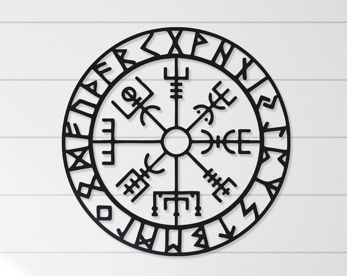 Vegvísir ,Viking compass wall decor, Viking compass,Nordic compass,Vegvísir norse compass of life,Vegvísir Rune Decor,Metal compass wall art