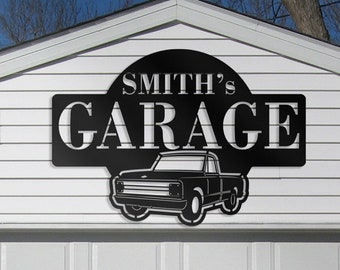 Chevy garage sign, Dad's garage metal sign, Large metal personalized garage sign for papa's