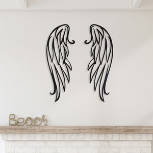 Metal angel wings wall decor, Angel metal wings,Black metal angel wings,Angel wings metal wall art,Bedroom metal wall art,Wings wall decor