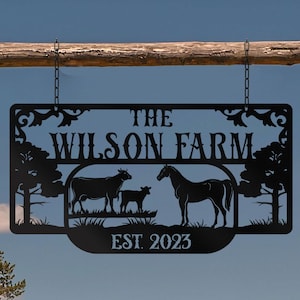 Metal Farm Sign, Custom metal farm name sign, Large metal name sign, Ranch metal sign, Hangable farm sign, Farmville metal sign, Ranch sign