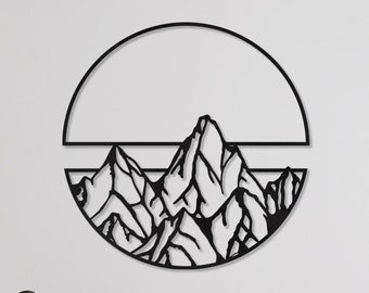 Geometric Mountain Metal Wall Art, Metal Decor Nature Wall Art, Chalet Metal Wall Decor, Minimalist Desing Metal Wall Decor