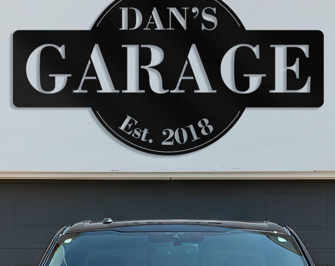 Personalized Metal Garage sign – Aluminum Garage Decor, Man Cave Gift, Dad’s garage sign