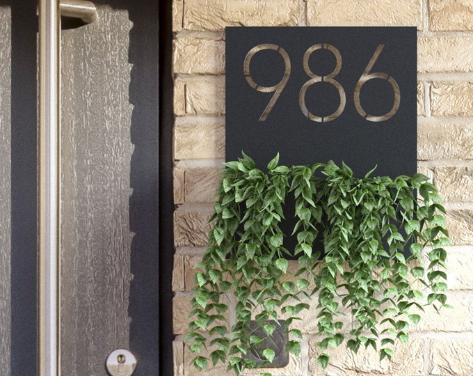 Address Planter, adress planter box, Personalized Address Planter, Number Sign for House, House Number signs Modern, House Number