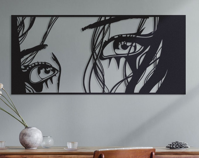 Women eyes, Women face metal wall art, Woman with a black eye, Women portrait,Outdoor metal wall art,Housewarming gift,Gift ideas for women