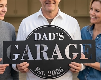 Personalized Dad's garage sign, Custom metal signboard, Papa, Papa Gifts, Father's Day gift,