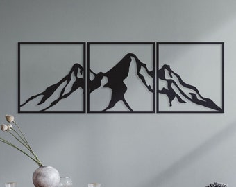 Mountian Wall Art, Forest Metal Decor, Scandinavian Decor, Metal Wall Art, Gift For Father, Mountain Decor, Nature Landscape, Range Decor