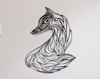 Abstract Metal Fox Wall Art: Modern Animal Decor