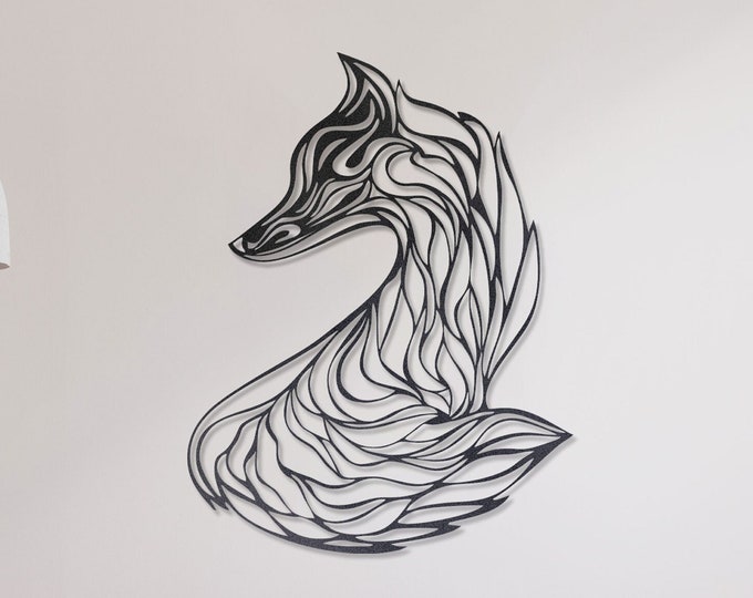 Metal fox wall art, Metal fox wall decor, Fox wall art, Fox wall art for hanging, Gold Fox wall decor,  Metal Fox decoration
