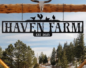 Black Metal farm sign, Custom metal farm sign, Huge metal farm sign, Personalized farm sign