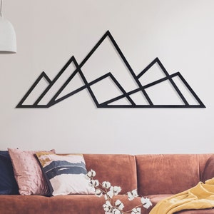 Geometric Mountain Metal Wall Art: Modern Minimalist Line Decor