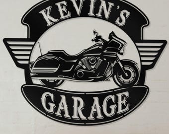 Harley Road King Motorcycle Metal Sign, Garage Decor Gift for him