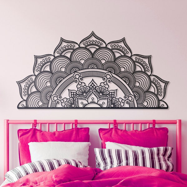 Black Metal Mandala Wall Art: Boho Home Decor, Intricate Design
