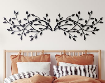 Large tree wall art, ivy tree wall art, tree branch wall decor, black tree wall decor, bay leaf tree metal wall decor, metal tree wall art