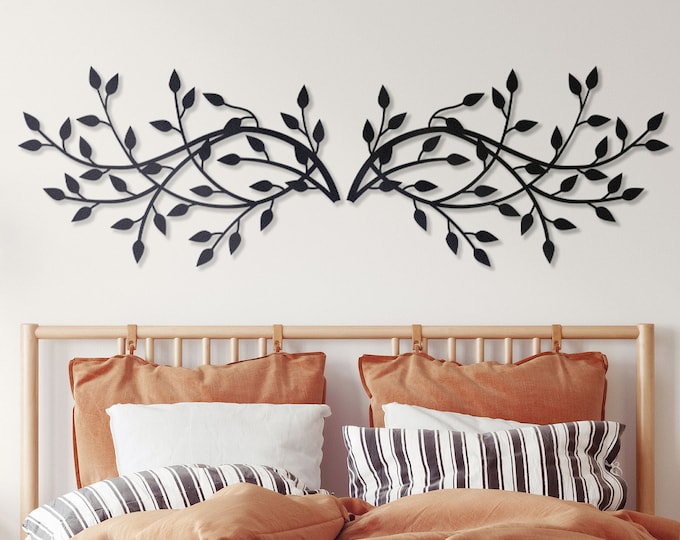 Large tree wall art, ivy tree wall art, tree branch wall decor, black tree wall decor, bay leaf tree metal wall decor, metal tree wall art