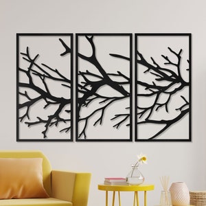 Leaf Design Metal Wall Art, Black Metal Tree Branch Wall Decor - Nature Inspired Botanical Wall Sculpture for Farmhouse & Modern Decor