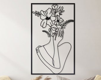 Flower head woman, Women , Gift metal wall art for women, Large metal tree wall art, Wall hanging metal wall art women and flowers,