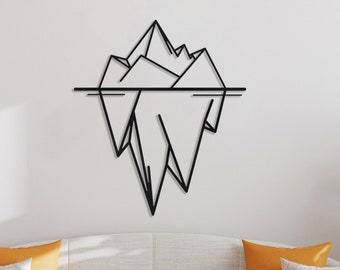 Geometric Mountain wall art, Minimalist mountain wall decor, large metal wall art mountains , outdoor metal wall art, gold metal wall art