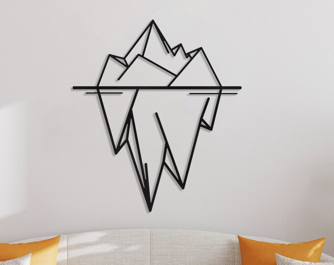 Geometric Mountain wall art, Minimalist mountain wall decor, large metal wall art mountains , outdoor metal wall art, gold metal wall art