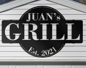 Metal grill sign , Gift for dad grill sign,  Workshop metal sign, Metal garage workshop sign, Metal garage name sign