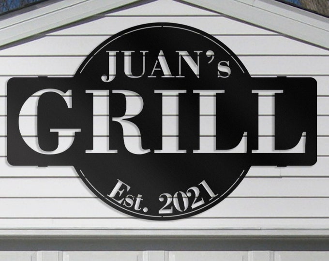 Metal grill sign , Gift for dad grill sign,  Workshop metal sign, Metal garage workshop sign, Metal garage name sign
