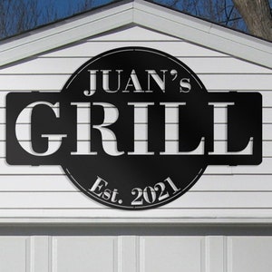 Personalisiertes Grill-Schild aus Metall für die Werkstatt