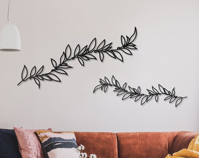 Metal olive leaf wall art, Flower leaf metal wall decor, Large Leaf metal wall decor, Home metal wall art, Garden metal wall art