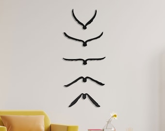 Metal Flying Birds Wall Art: Modern Home Decor, Set of 5