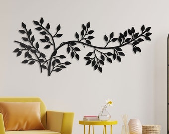 Metal tree wall art, ivy tree, tree branch wall decor, black tree wall decor, bay leaf tree metal wall decor, metal palm tree wall art