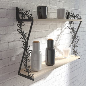 Floating shelves, Floating shelves, Set of 2 shelving,Wall rope shelves, Metal shelves, Wood shelves, Kitchen storage shelves