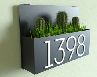 Planter Box , Address Sign , Metal Address Planter, Address Plaque,House Numbers, Address planter box, House numbers sign address planter