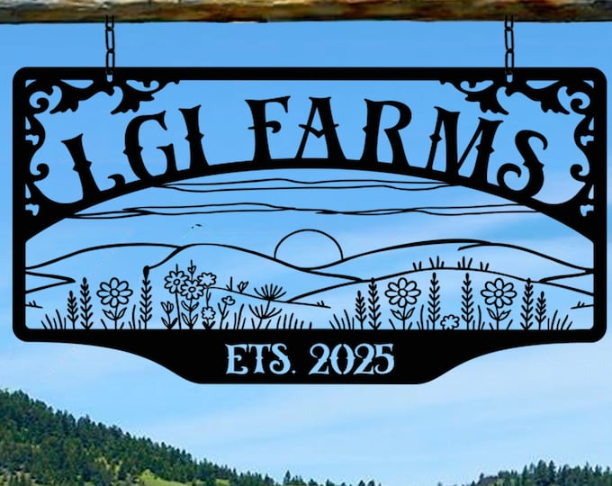 Custom Metal Farm Sign: Personalized Ranch or Farmhouse Outdoor Name Plaque