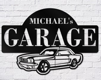 Personalized Mustang Garage Sign – Custom Metal Wall Art