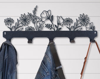 Flower coat rack,Entryway wall mounted coat rack,Metal coat hook rack wall art,Coat rack hanger on the entrance bench,Metal flower coat rack