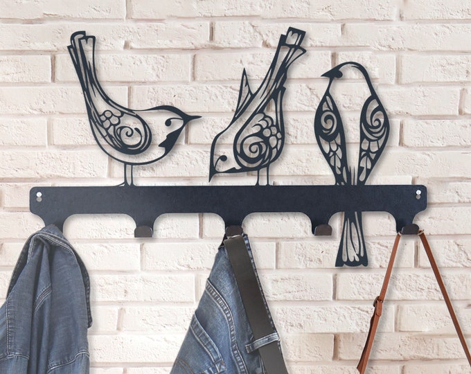 Metal birds wall mounted coat rack,Entryway wall mounted coat rack,Metal coat hook rack wall art,Coat rack hanger on the entrance bench