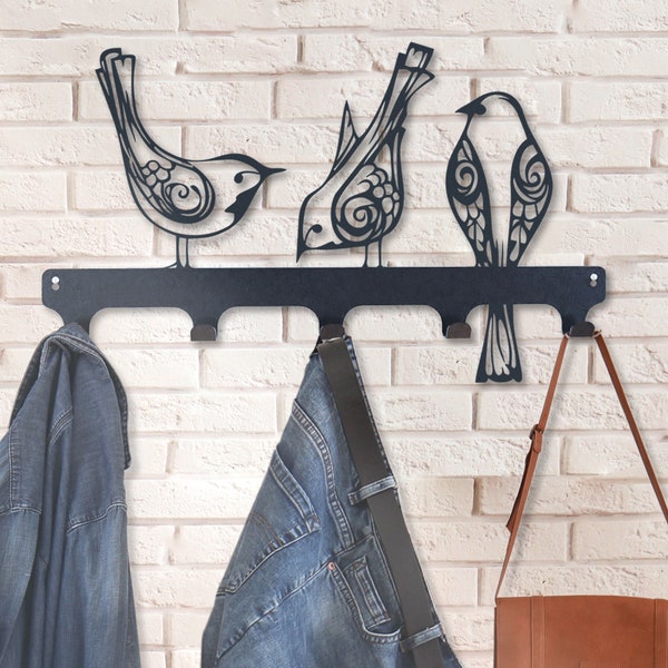 Metal birds wall mounted coat rack,Entryway wall mounted coat rack,Metal coat hook rack wall art,Coat rack hanger on the entrance bench