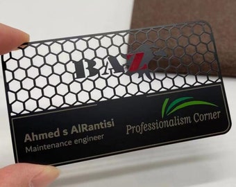 Laser-Cut Black Metal Business Cards: Custom Stainless Steel business card